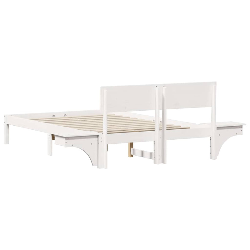 Cadru de pat cu headboard Alb 135 x 190 cm Lemn de pin masiv