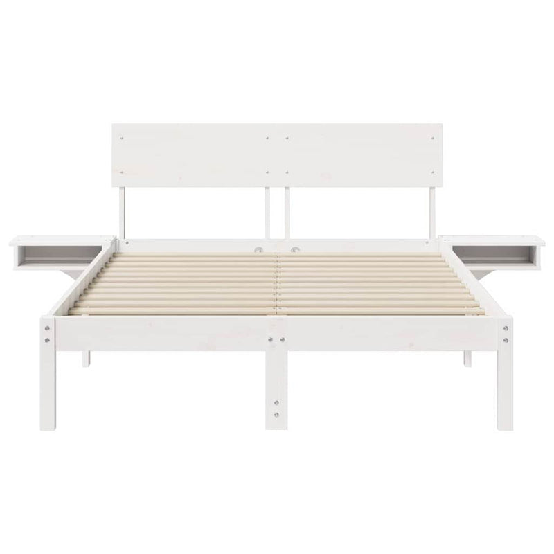 Cadru de pat cu headboard Alb 135 x 190 cm Lemn de pin masiv