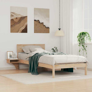 Cadru de pat cu headboard Maro 90 x 190 cm Lemn de pin masiv