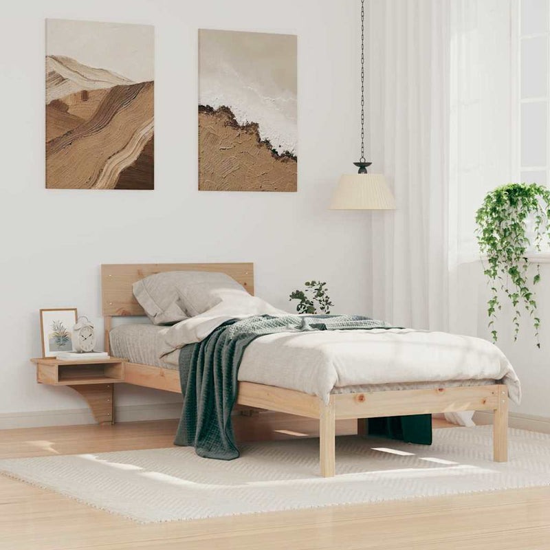 Cadru de pat cu headboard Maro 75 x 190 cm Lemn de pin masiv