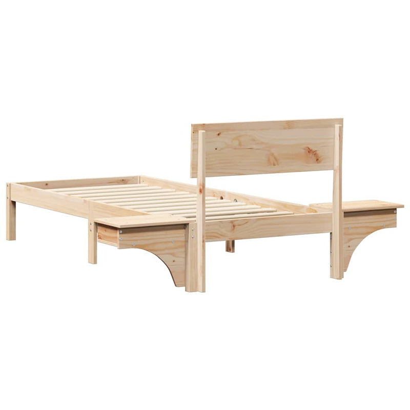 Cadru de pat cu headboard Maro 75 x 190 cm Lemn de pin masiv