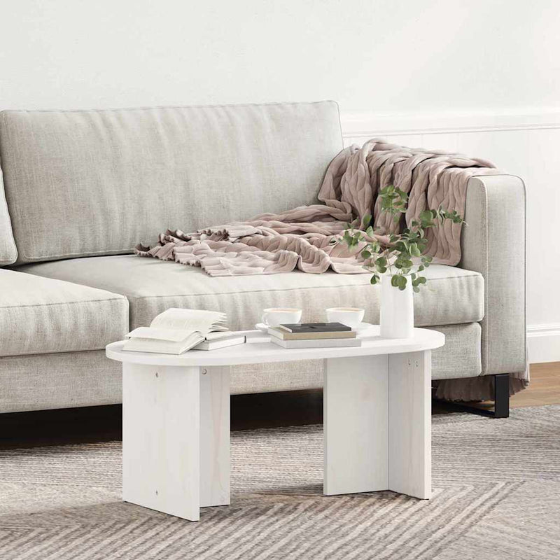 Masă de cafea Alb 80 x 39,5 x 35 cm Lemn masiv de pin
