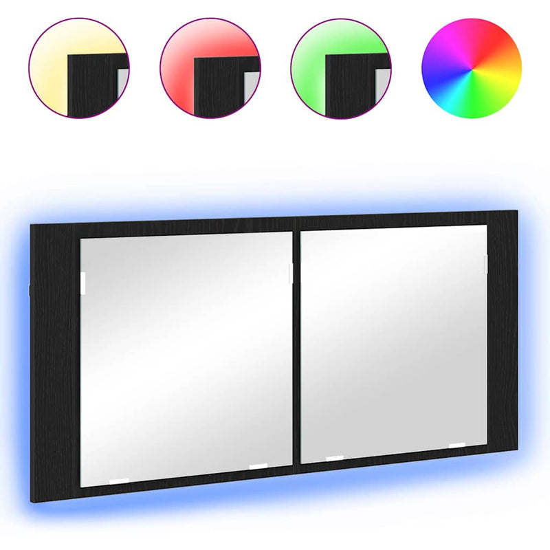 Cameră de Oglindă LED Stejar Negru 100 x 12 x 45 cm
