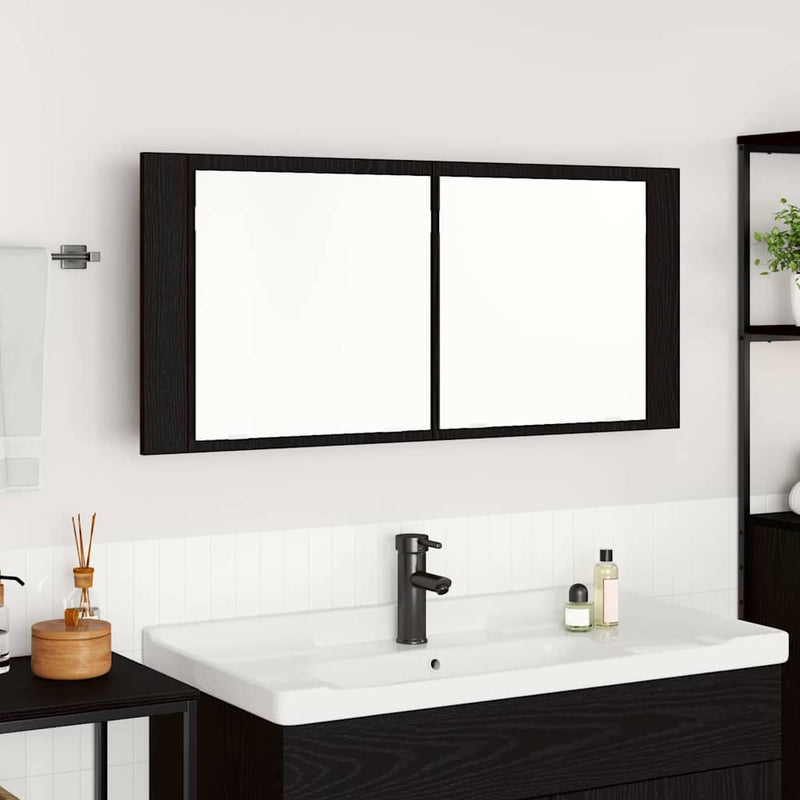 Cameră de Oglindă LED Stejar Negru 100 x 12 x 45 cm