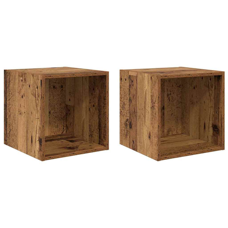 Dulap de perete 2 buc. Lemn vechi 37 x 37 x 37 cm