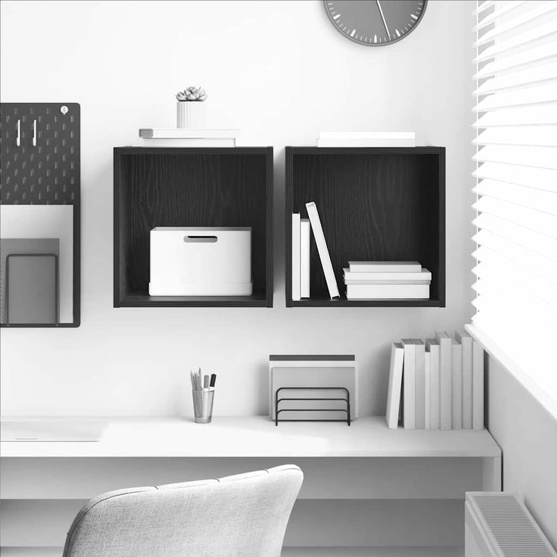 Dulap de perete 2 buc. Stejar Negru 37 x 37 x 37 cm