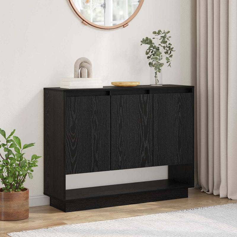 Bufet Stejar Negru 97 x 29 x 75 cm Lemn prelucrat