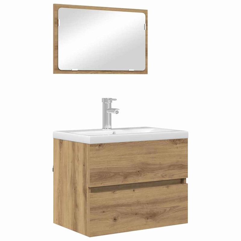 Set de mobilier pentru baie 2 buc. Stejar Artizanal