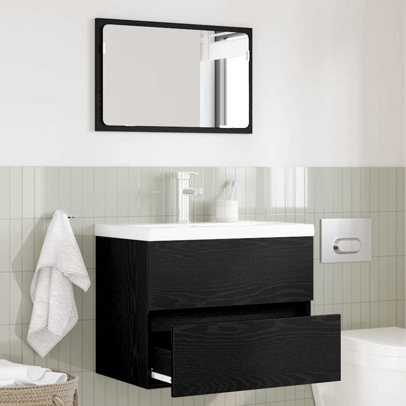 Set de mobilier pentru baie 2 buc. Stejar Negru 57 x 37 x 45 cm