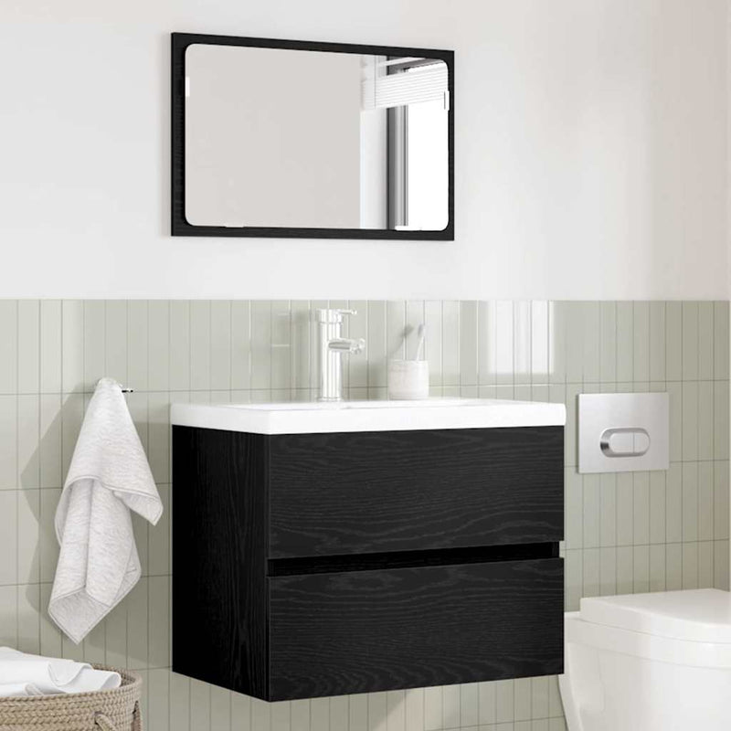 Set de mobilier pentru baie 2 buc. Stejar Negru 57 x 37 x 45 cm