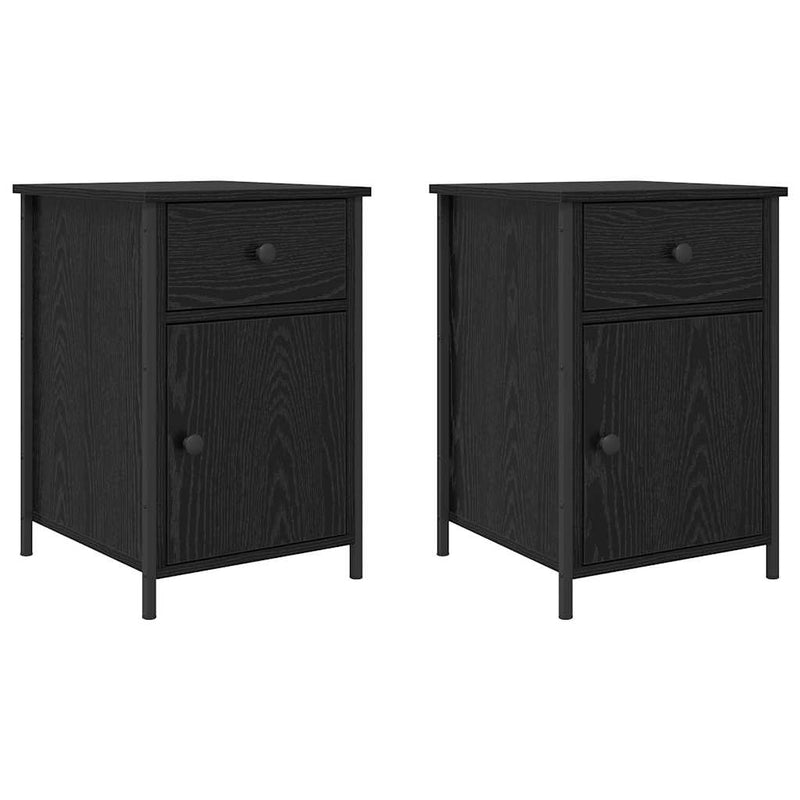 Dulap de noapte 2 buc. Stejar Negru 40 x 42 x 60 cm