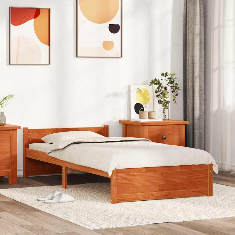 Cadru de pat cu headboard Maroniu cerat 195,5 x 95,5 x 51 cm