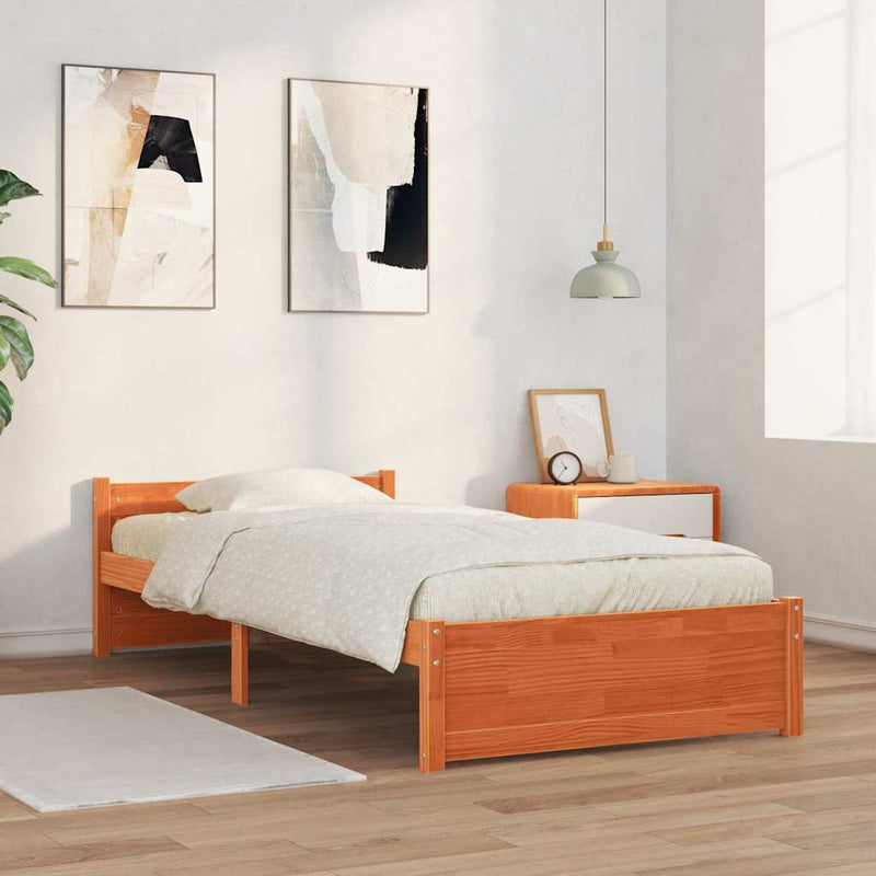 Cadru de pat cu headboard Maroniu cerat 195,5 x 95,5 x 51 cm