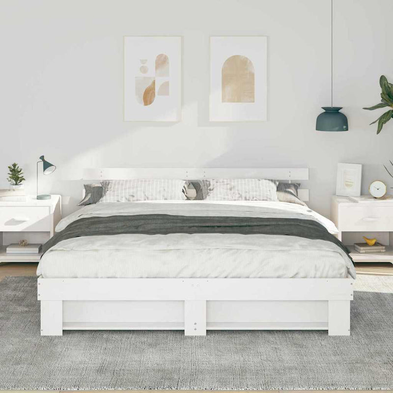 Cadru de pat cu headboard Alb 180 x 200 cm Lemn de pin masiv