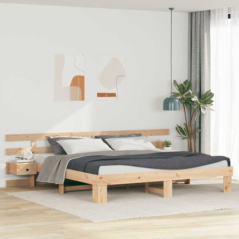 Cadru de pat cu headboard Maro 200 x 200 cm Lemn de pin masiv