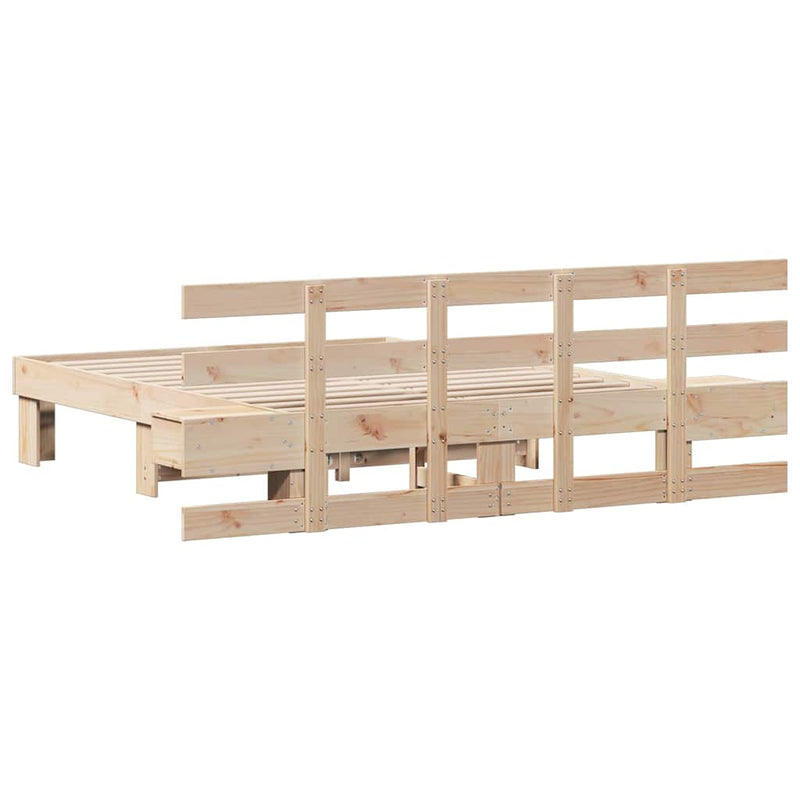 Cadru de pat cu headboard Maro 135 x 190 cm Lemn de pin masiv