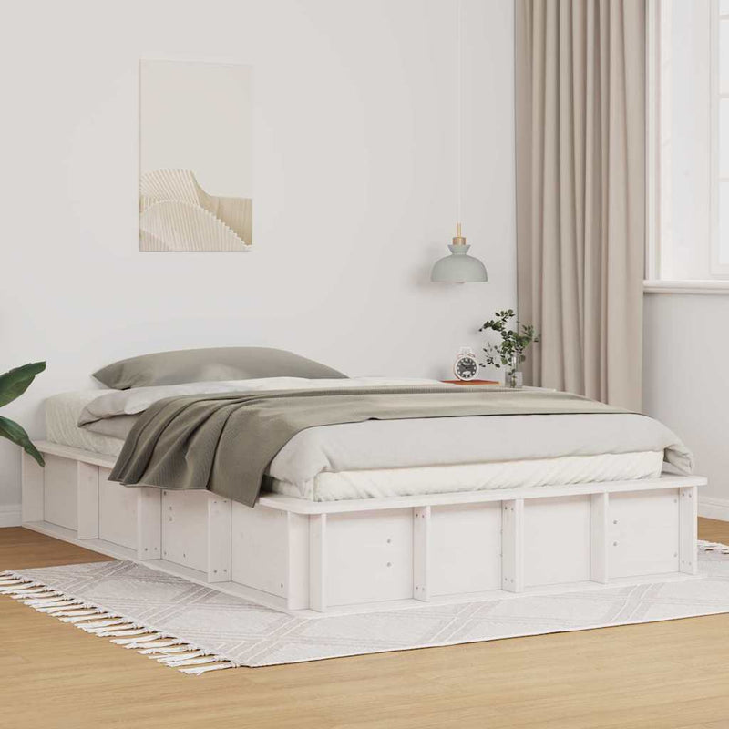 Cadru de pat Alb 140 x 190 cm Lemn de pin masiv