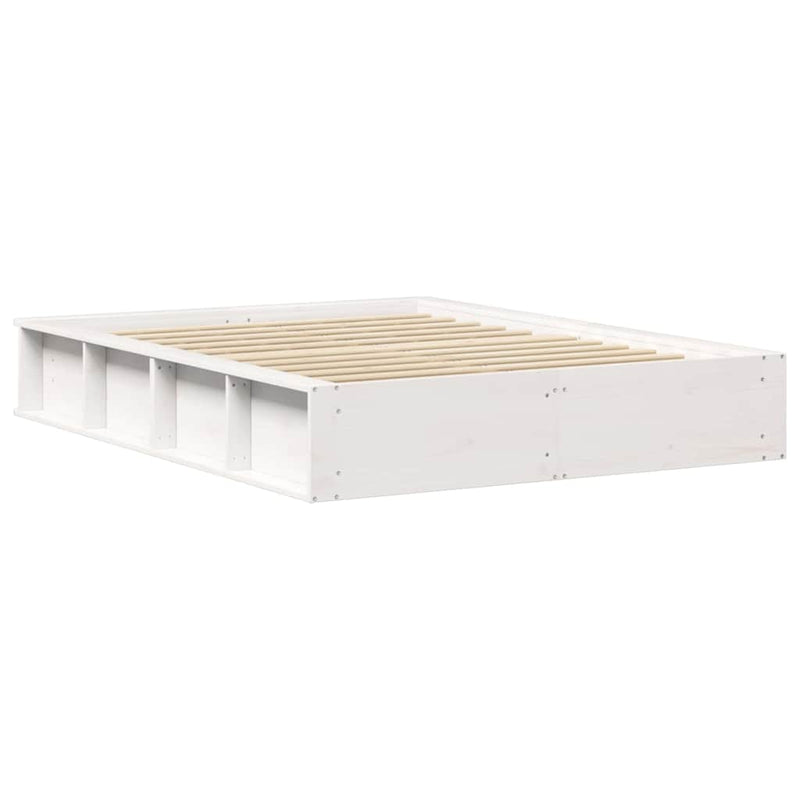 Cadru de pat Alb 140 x 190 cm Lemn de pin masiv