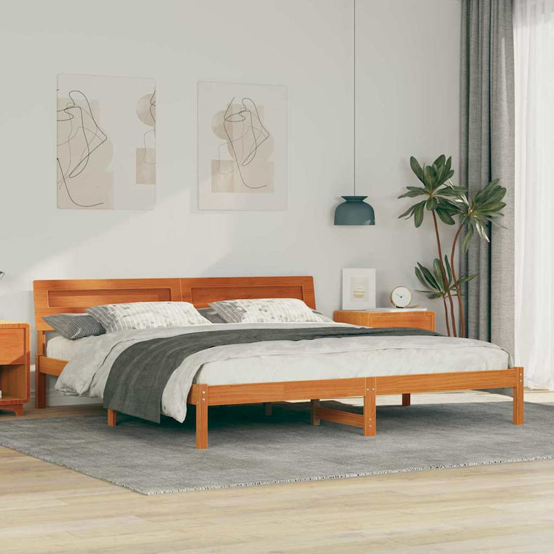 Cadru de pat cu headboard Maro 200 x 200 cm Lemn de pin masiv
