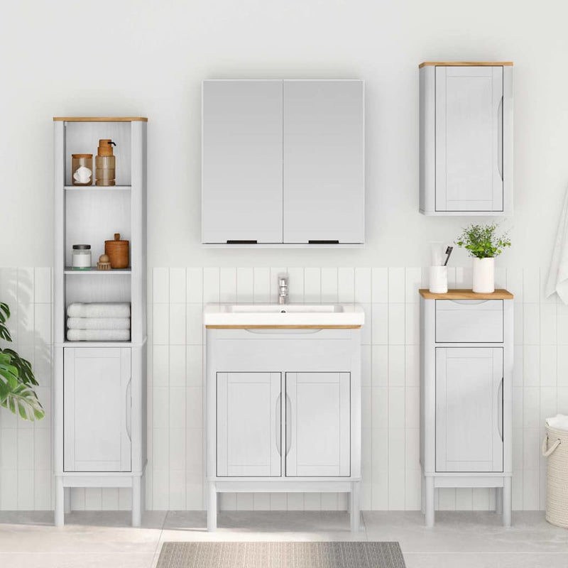 Dulap de Baie FLORO Alb 35 x 30 x 90 cm Lemn de pin masiv