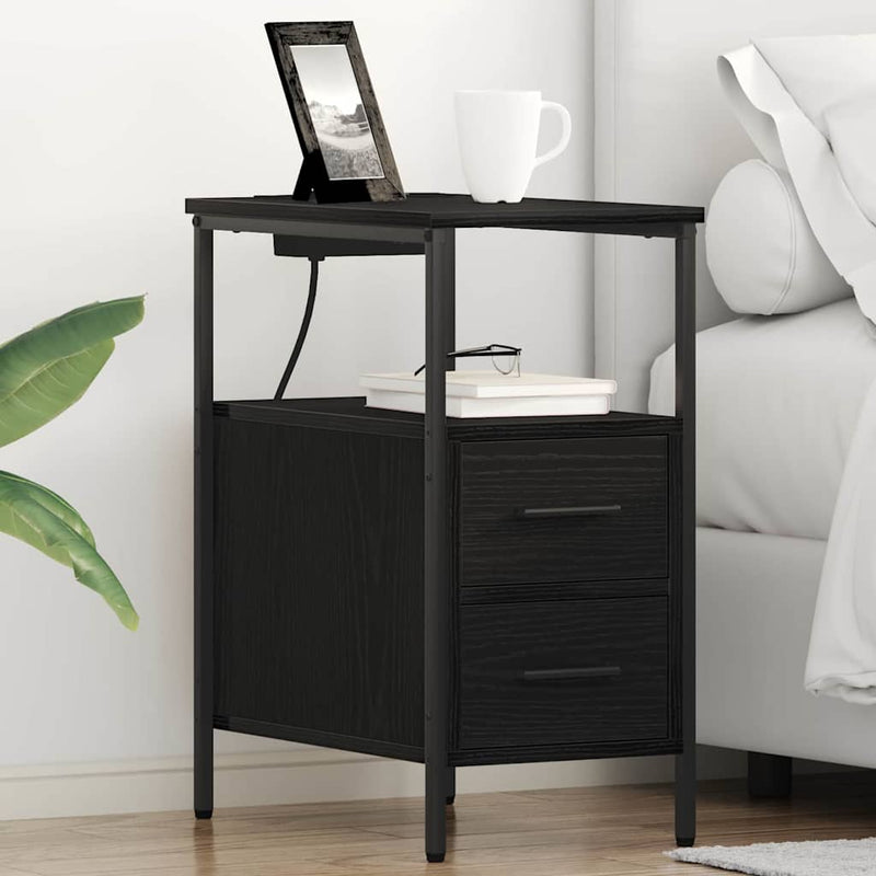 Dulap de noapte Stejar Negru 30 x 48 x 61 cm Lemn prelucrat