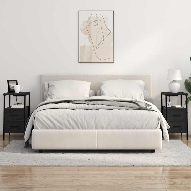 Dulap de noapte 2 buc. Stejar Negru 30 x 48 x 61 cm