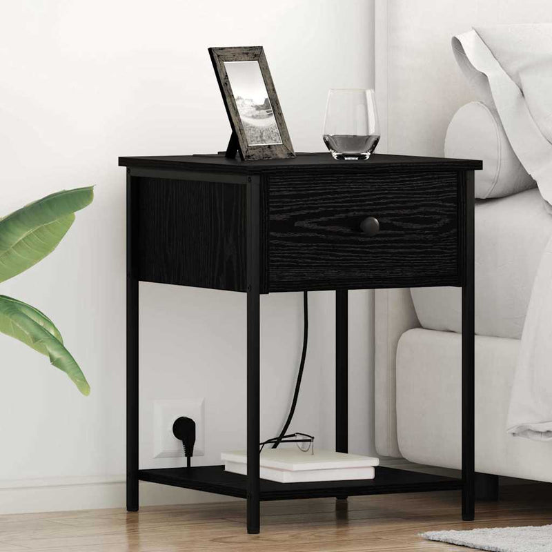 Dulap de noapte Stejar Negru 42 x 41 x 56 cm Lemn prelucrat