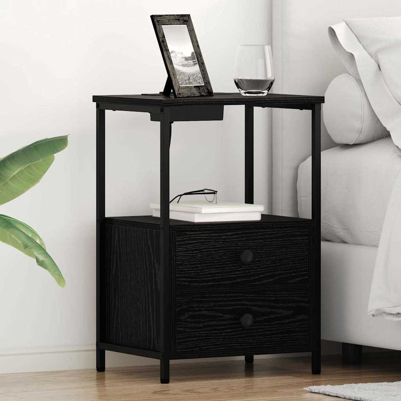 Dulap de noapte Stejar Negru 40 x 31 x 60 cm Lemn prelucrat