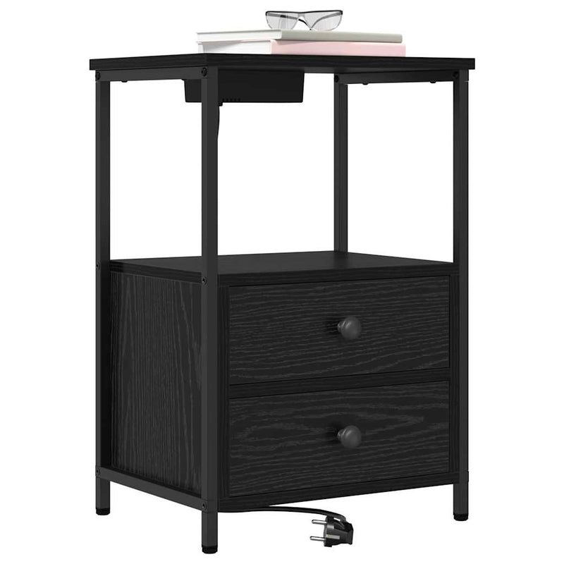 Dulap de noapte Stejar Negru 40 x 31 x 60 cm Lemn prelucrat