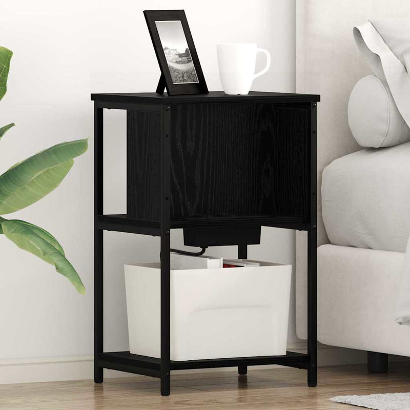 Dulap de noapte 2 buc. Stejar Negru 38 x 31 x 61 cm