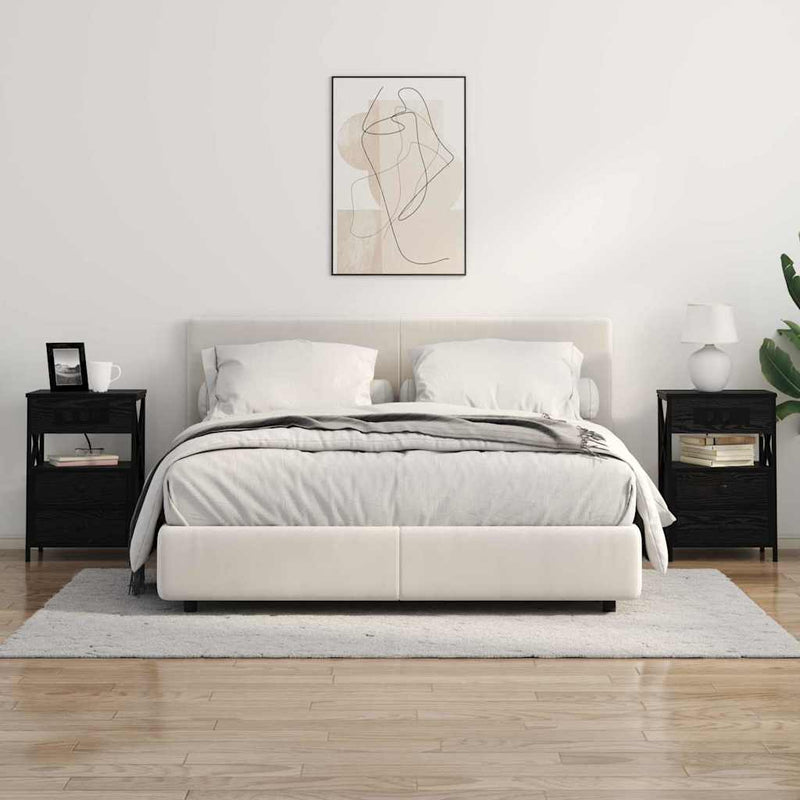Dulap de noapte 2 buc. Stejar Negru 40 x 31 x 60 cm
