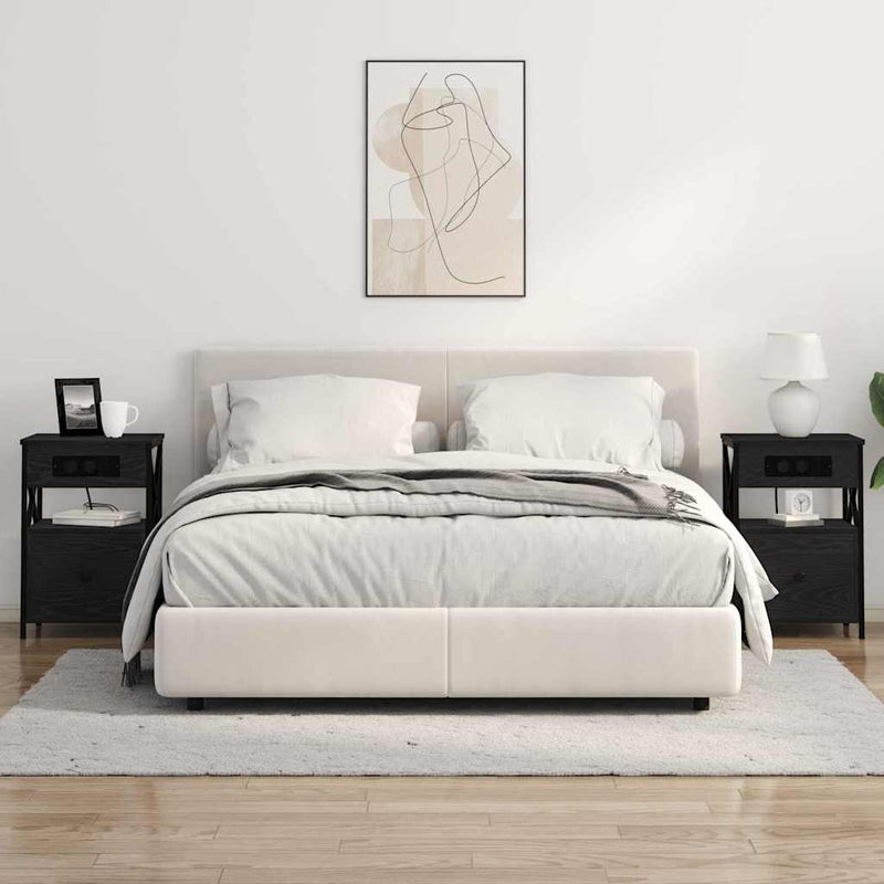 Dulap de noapte 2 buc. Stejar Negru 40 x 31 x 60 cm