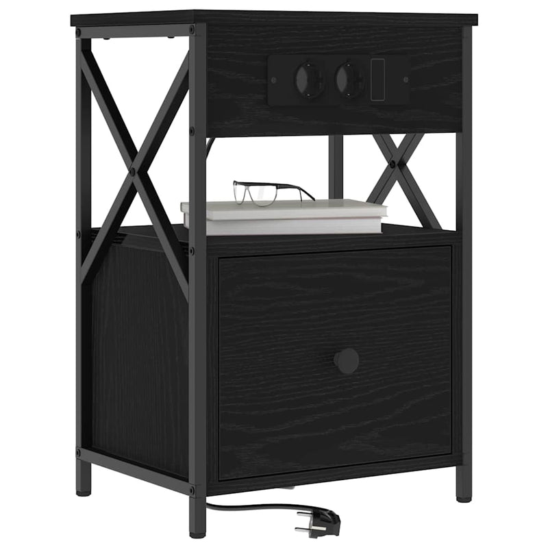 Dulap de noapte 2 buc. Stejar Negru 40 x 31 x 60 cm