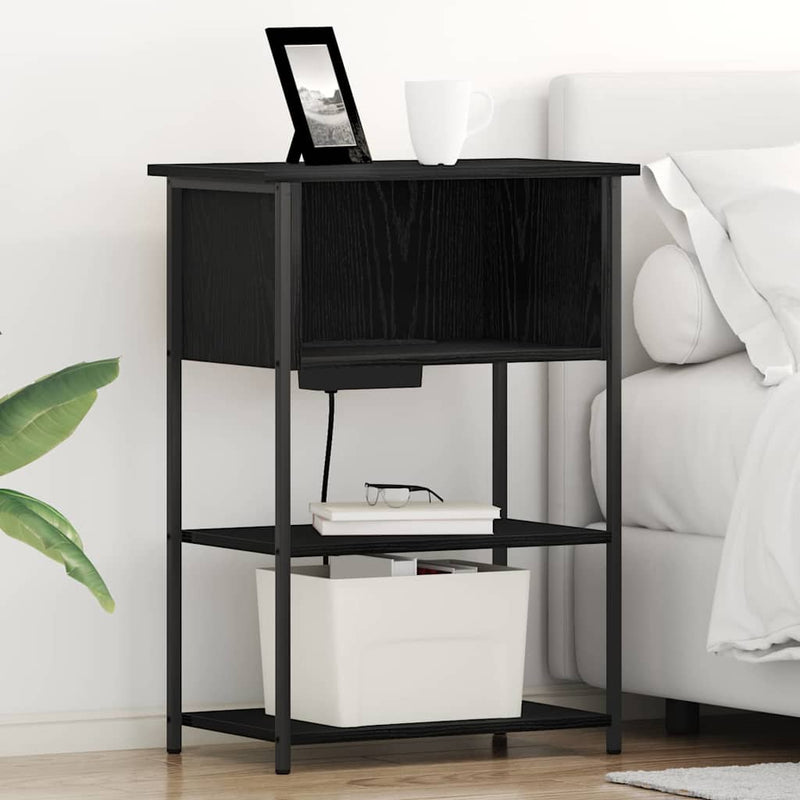 Dulap de noapte Stejar Negru 55 x 31 x 76 cm Lemn prelucrat