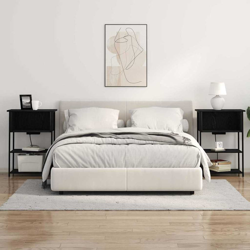 Dulap de noapte Stejar Negru 55 x 31 x 76 cm Lemn prelucrat