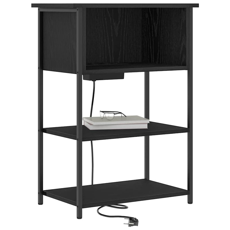 Dulap de noapte Stejar Negru 55 x 31 x 76 cm Lemn prelucrat
