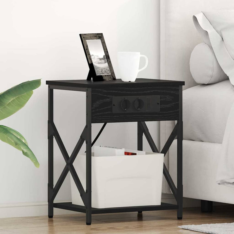 Dulap de noapte Stejar Negru 41 x 31 x 51 cm Lemn prelucrat