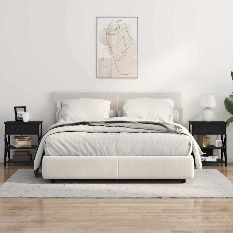 Dulap de noapte 2 buc. Stejar Negru 41 x 31 x 51 cm