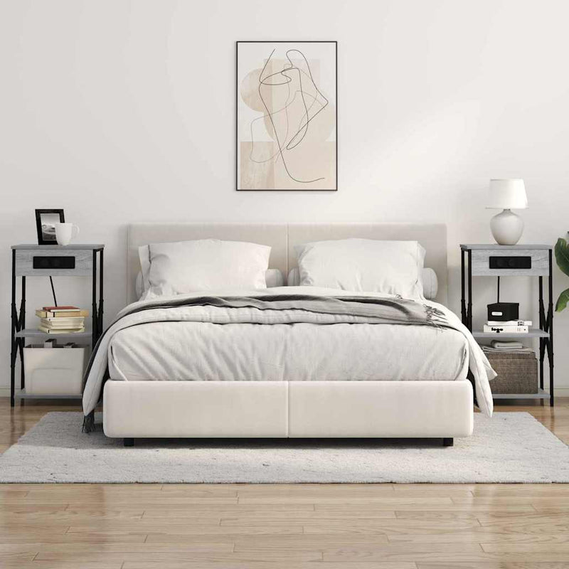 Dulap de noapte cu raft 2 buc. Gri Sonoma 41 x 31 x 76 cm