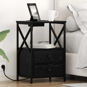 Dulap de noapte Stejar Negru 40 x 31 x 60 cm Lemn prelucrat