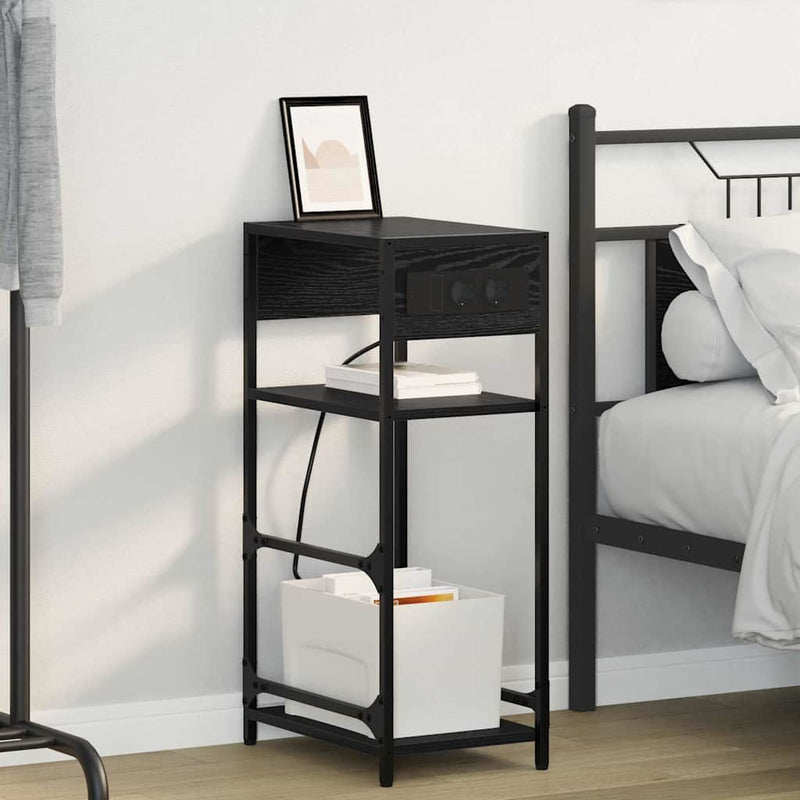Dulap de noapte Stejar Negru 40 x 27 x 76 cm Lemn prelucrat