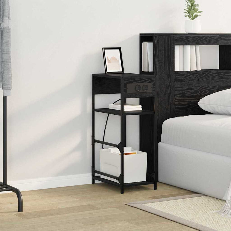 Dulap de noapte Stejar Negru 40 x 27 x 76 cm Lemn prelucrat