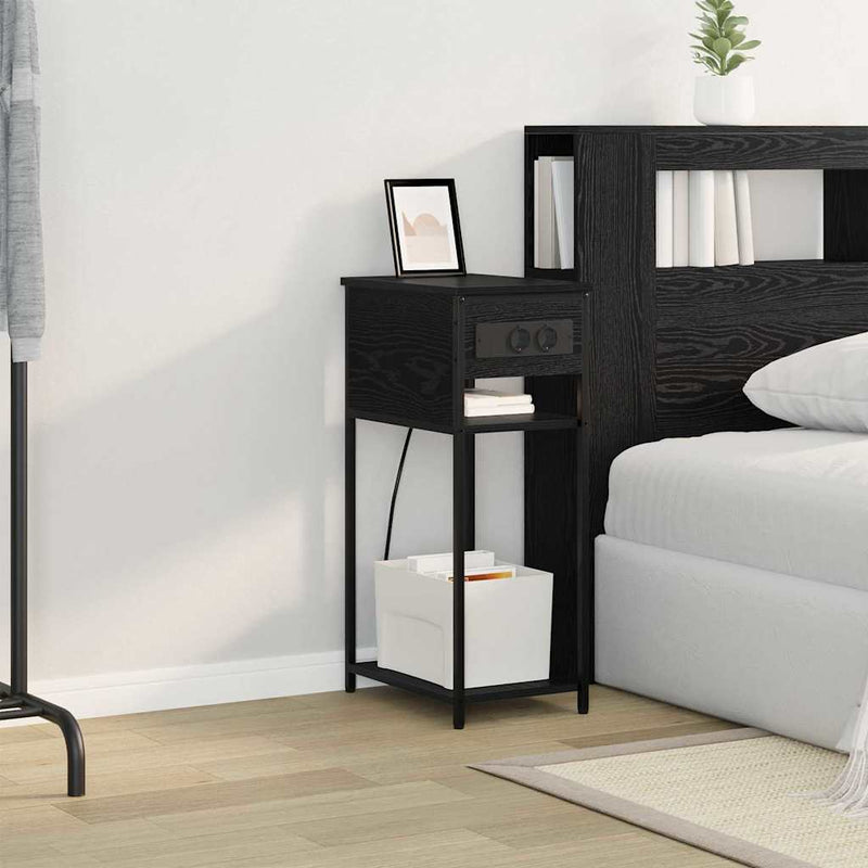 Dulap de noapte Stejar Negru 41 x 28 x 76 cm Lemn prelucrat