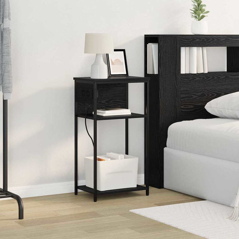 Dulap de noapte Stejar Negru 41 x 28 x 76 cm Lemn prelucrat
