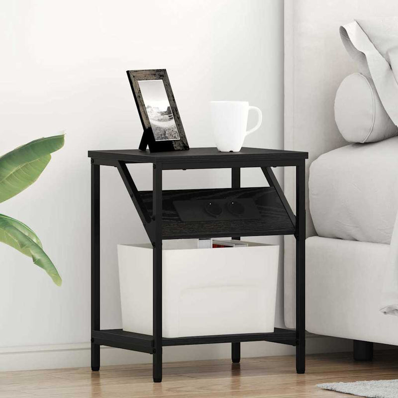 Dulap de noapte Stejar Negru 38 x 30 x 48 cm Lemn prelucrat