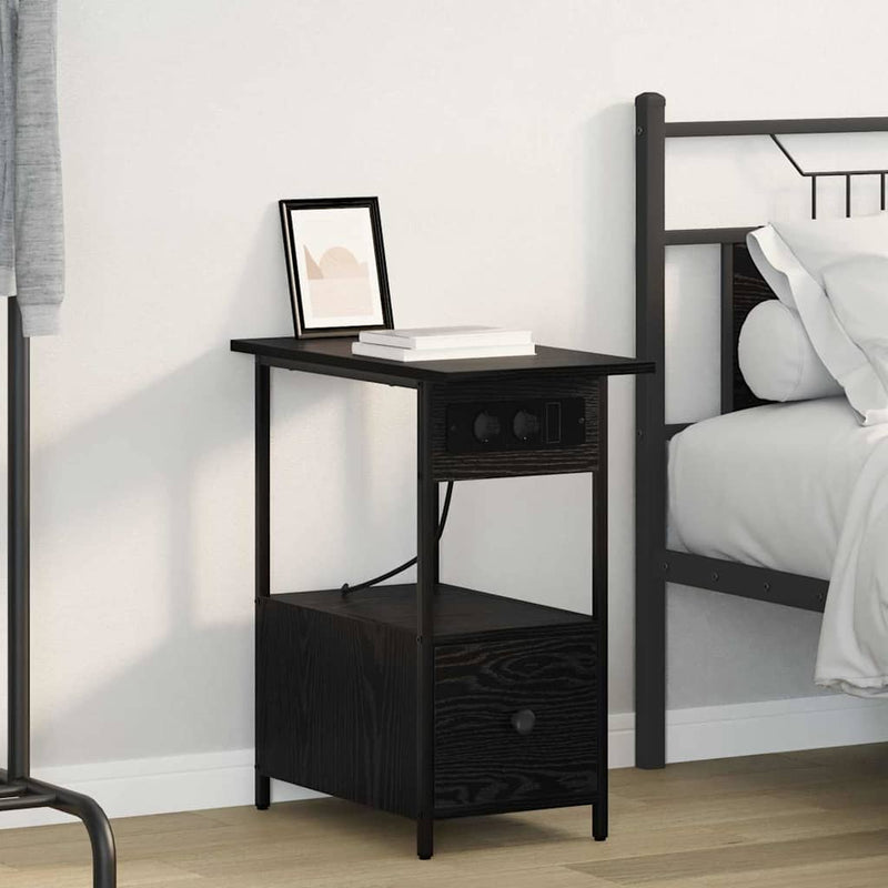 Dulap de noapte Stejar Negru 60 x 30 x 61 cm Lemn prelucrat