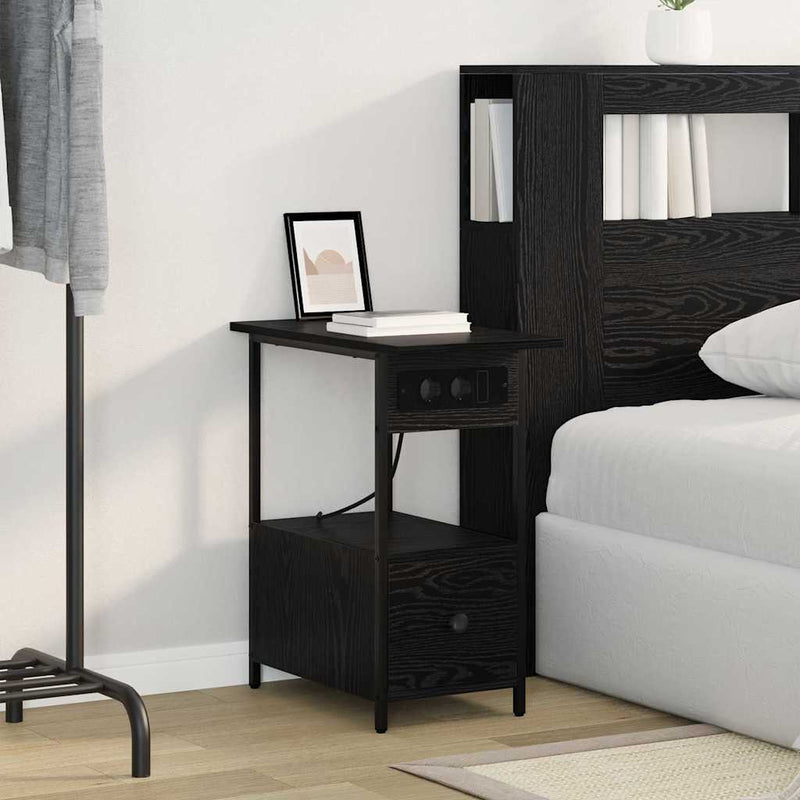 Dulap de noapte Stejar Negru 60 x 30 x 61 cm Lemn prelucrat