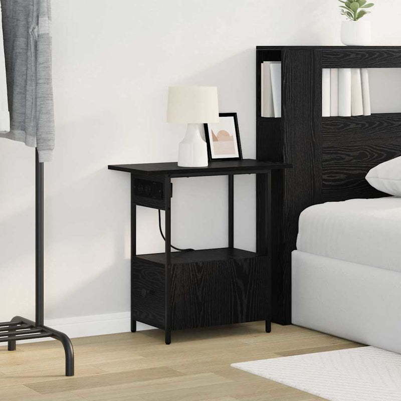 Dulap de noapte Stejar Negru 60 x 30 x 61 cm Lemn prelucrat