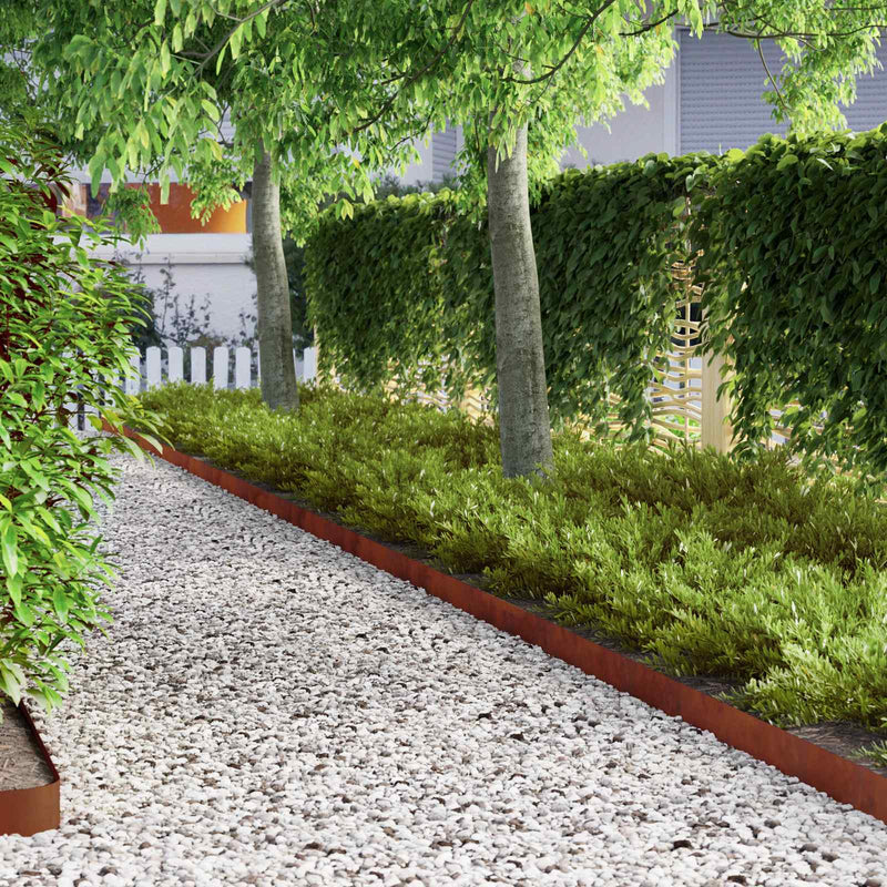 Margine pentru gazon 4 buc. 450 x 10 cm Ruginit