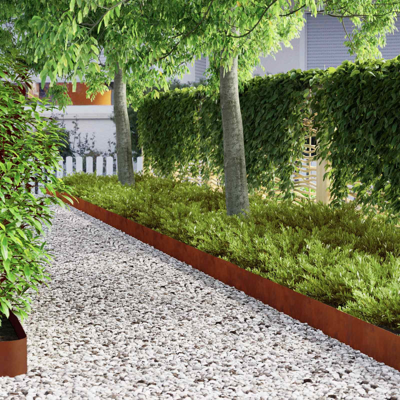 Margine pentru gazon 4 buc. 450 x 15 cm Ruginit